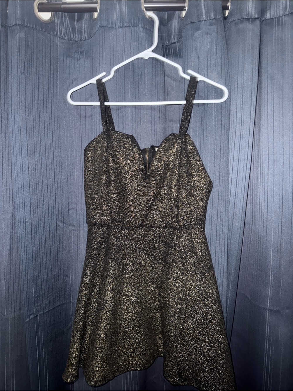 Charlotte Russe Black Gold Glitter Mini Dress Size L
